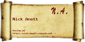 Nick Anett névjegykártya